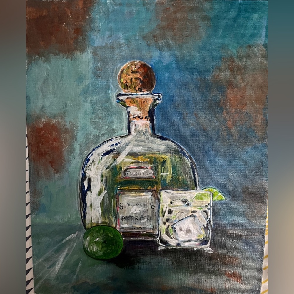 Original acrylic of tequila and lime, 8x10 flat canvas - Picture 5 of 7
